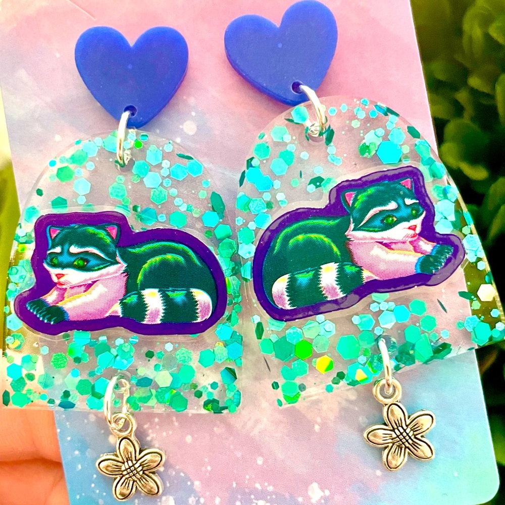 Raccoon Acrylic Sticker Earrings